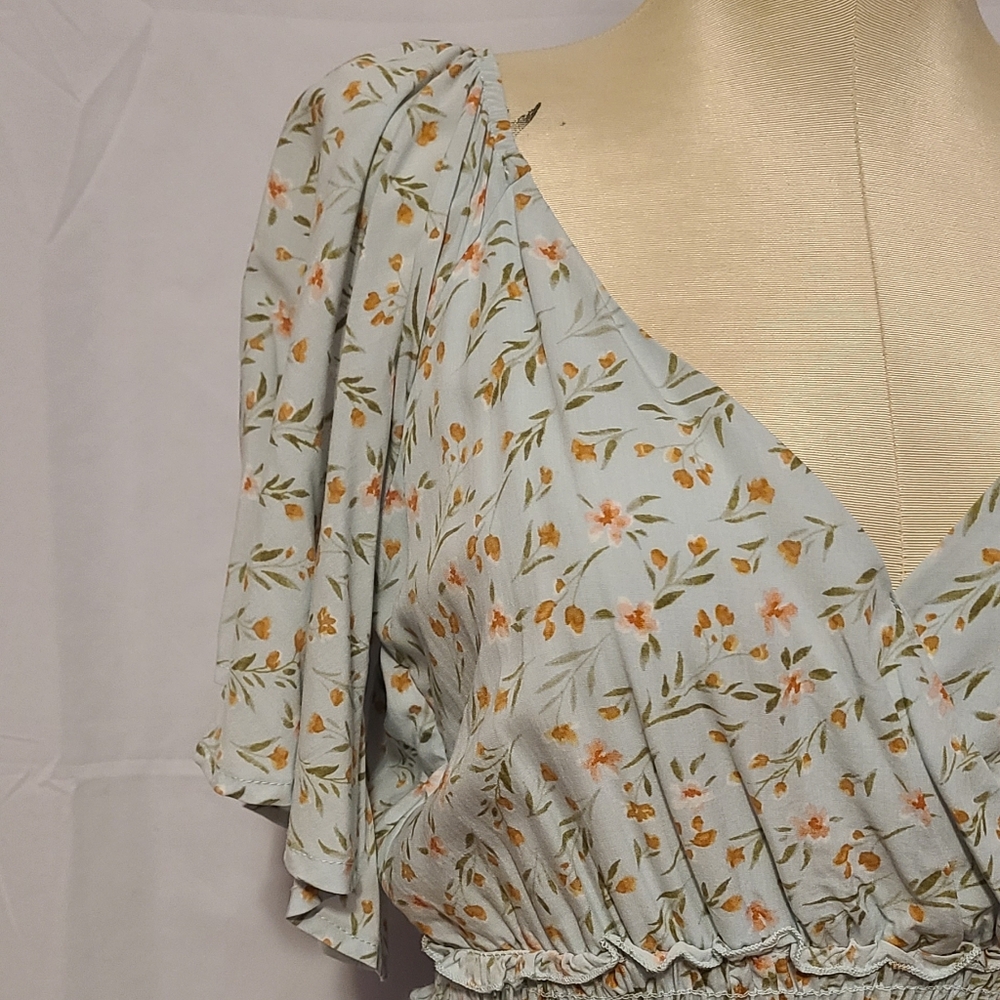 Altar'd State Light Sage Floral Smocked-Waist Dress - Picture 8 of 10